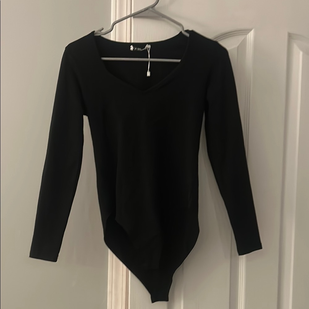 Mango Black Fitted Long Sleeve Bodysuit
